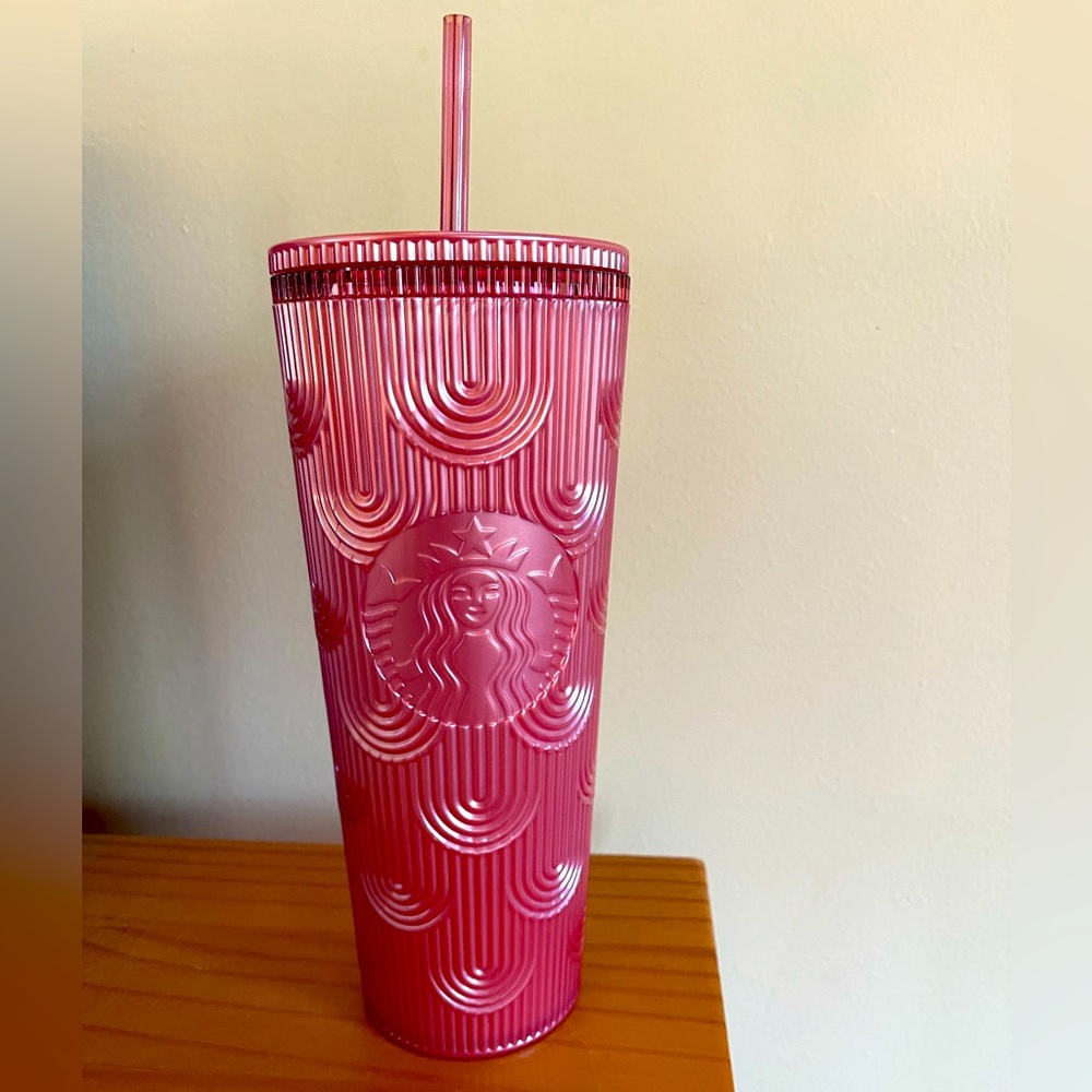 Starbucks Pink Pearl Mermaid Siren Scales Cold Cup Tumbler 24oz Venti New 2023